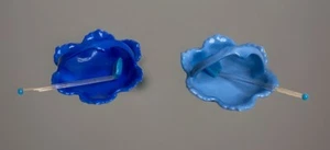 2 Czechoslovakia Gemma  Porcelain Baskets/Salt Cellars 2 Blue Colors w/spoons - Picture 1 of 4