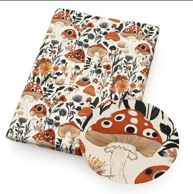 Mushroom Polyester Cotton blend fabric 20"x55" 1278570 printed - Image 1 of 2