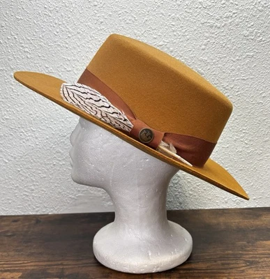 GOORIN BROS 100% Lana COUNTY-LINE SOMBRERO FEDORA Mandarina Talla XL Hecho en EE. UU. Foto 1 de 4