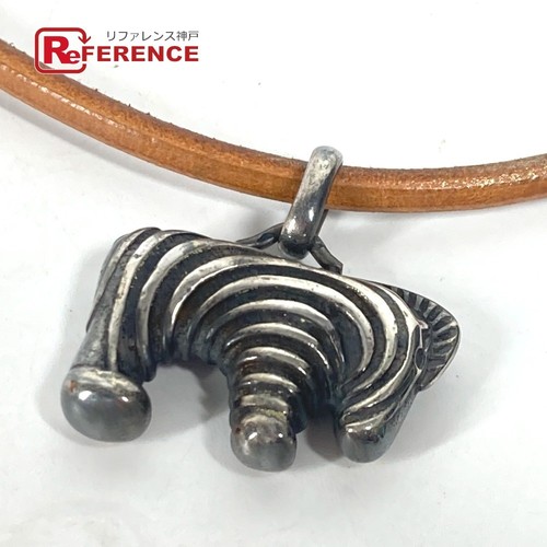 HERMÈS Hermes Animale Zebra Cher Accessori Collana Pelle Donna Argento