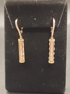 Bella Luce Rose Gold Plated Silver Lever Back Earrings w/ Goshite & CZ BCB093R - Picture 1 of 8