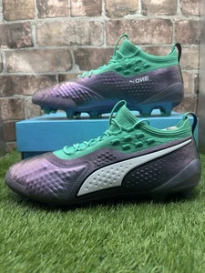 Puma One 1 Leather Lth Fg/Ag Football Boots Brand New Boxed Uk 8.5 Grey Blue Men - Picture 1 of 9