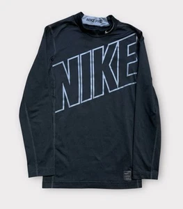Nike Pro T-Shirt Youth Size Large Black Fitted Dri Fit Spell Out Long Sleeve - Picture 1 of 9