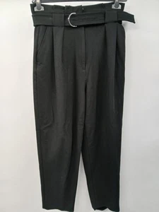Karen Millen Black Belted Trousers UK 12 High Waist Cotton Blend - Picture 1 of 4