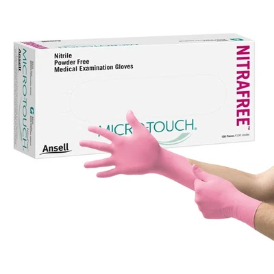 Guante de examen de nitrilo Micro-Touch NitraFree longitud estándar del puño MEDIANO 100 por caja Foto 1 de 3