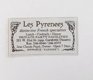 Les Pyrenees - French Specialties Lunch, Cocktails, Dinner (Mini-Print Ad) 1997 - Picture 1 of 3