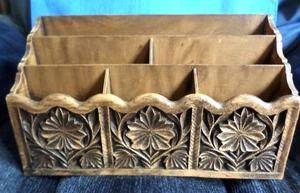 Vintage Lerner Desk Organizer Faux Wood Vanity Makeup - Picture 1 of 9