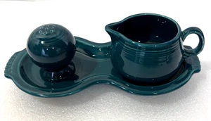 HLC Fiesta Ware Creamer, Tray, Saltshaker Set Juniper Retired Color 1999 ~ 3 Pc. - Picture 1 of 9