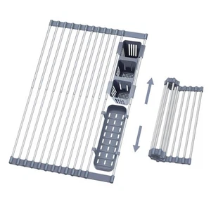 Extra Large Expandable Roll Up Dish Drying Rack, 22.8 x 17.3 in with Expandab... - Picture 1 of 6