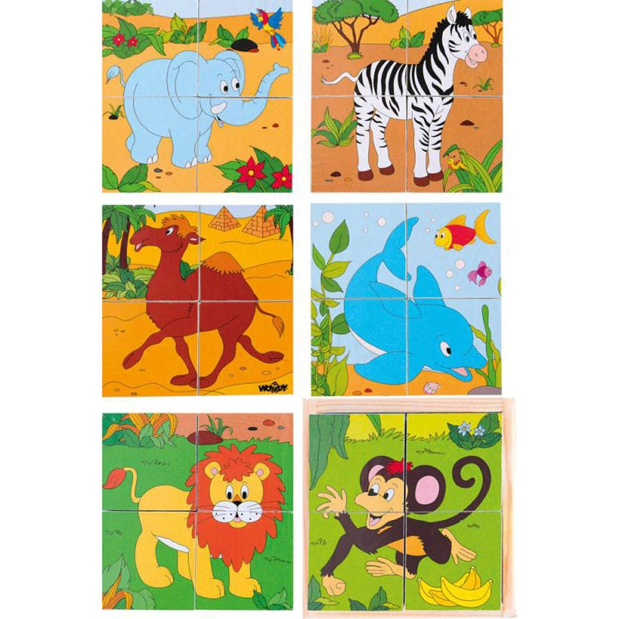 WOODYLAND BILDER WÜRFEL PUZZLE KINDER Tier Puzzle Holz Spielzeug Setzpuzzle Motorik 90921