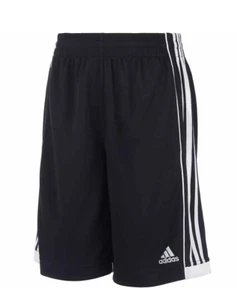 adidas Little Boys Shorts Classic 3 Stripes Climalite Gym Black White 4 or 5 - Picture 1 of 4