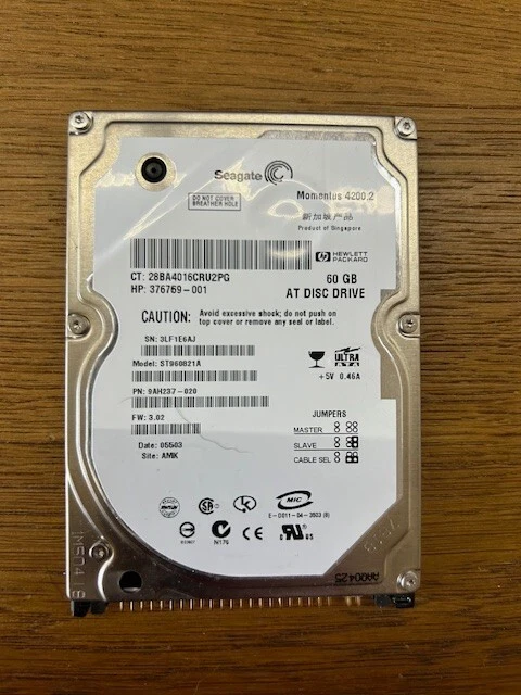 Seagate 60GB IDE PATA 2.5" Laptop Hard Disk Drive HDD ST960821A (9AH237-020) - Image 1 of 1