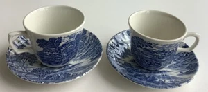 Vintage Ridgway Meadowsweet Ironstone Cups and Saucers x Two - Good Condition - Picture 1 of 10
