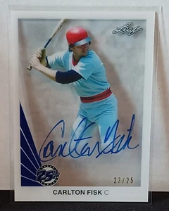2015 Leaf 25th Clear Acetate Blue Carlton Fisk #CF1 Auto 23/25 *only 25* HOF - Picture 1 of 3