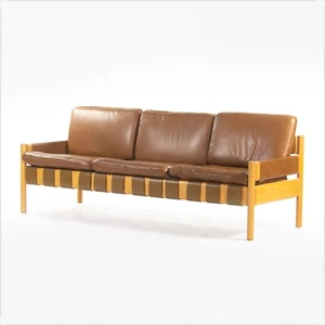 1976 Nicos Zographos Saronis Leather Sofa from Hugh Stubbins Library - Picture 1 of 10