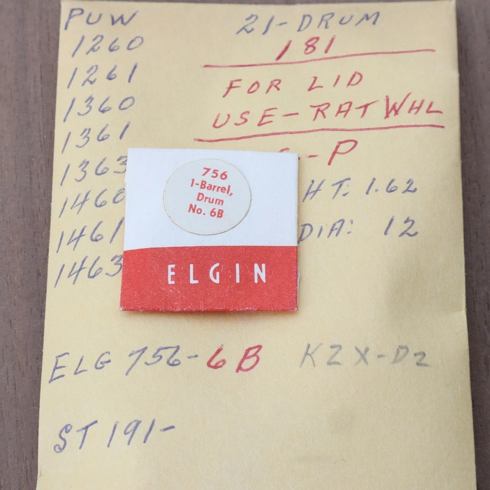 NOS PUW 1260 Elgin 756 Barrel Watch Part For Watchmakers New Old Stock (C17D29) - Image 1 of 1