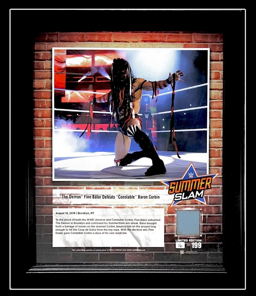 WWE FINN BALOR SUMMERSLAM 15X17 PLACA COMEMORATIVA EMOLDURADA E ANEL DE LONA /199 - Imagem 1 de 1