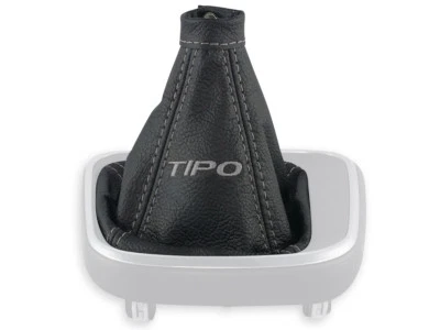 FIAT TIPO 2015-2020 FUNDA PALANCA DE CAMBIOS CUERO NEGRO BORDADO HILO GRIS - Imagen 1 de 4