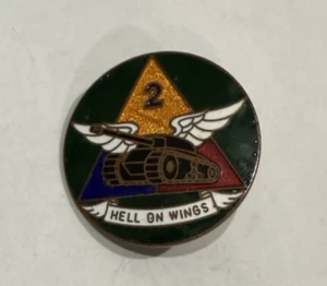 Hell on Wings - 2nd Armored Division US Army enameled hat pin -rare - Picture 1 of 3