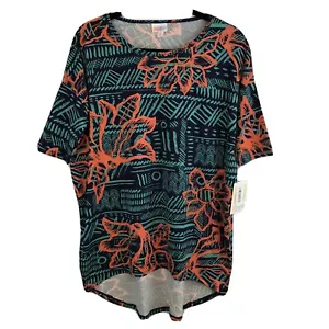 Lularoe Irma Talla XS Verde Marino Grande Naranja Coral Flores Nuevo con Etiquetas - Imagen 1 de 5