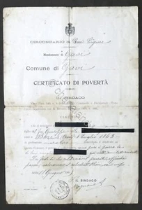 Comune di Gavi - Circondario di Novi Ligure - Certificato di Povertà - 1909 - Picture 1 of 1