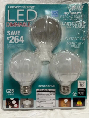 Feit Electric 40Watts G25 LED Dimmable Light Bulbs, 500 LUMES 2-Pack OPEN BOX - Image 1 of 2
