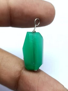 Verde Onix Facetado Corte Piedras Fino 925 Plata Colgante 10 Quilate Preciosa - Imagen 1 de 6