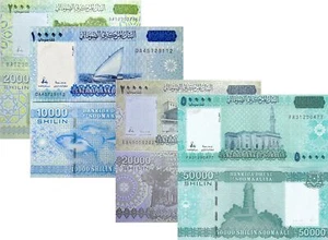 Somalia Set 4; 2000 10000 20000 50000 Shillings 2010 2023 2024 P 39 41 42 43 UNC - Picture 1 of 6
