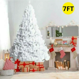 7Ft Artificial PVC Christmas Tree W/Stand Holiday Season Indoor Outdoor White - Picture 1 of 12