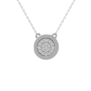 10k White Gold Lab Grown Diamond Composite Pendant Necklace 18" Silver Chain - Picture 1 of 5