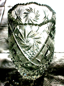 VINTAGE AMERICAN BRILLIANT CUT CRYSTAL LARGE VASE - Picture 1 of 7