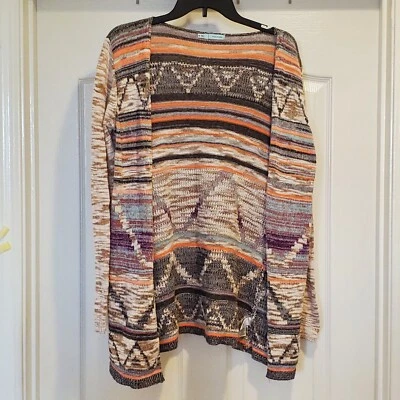 Cárdigan suéter Maurices para mujer talla mediana frente abierto mezcla de algodón azteca en muy buen estado Foto 1 de 4