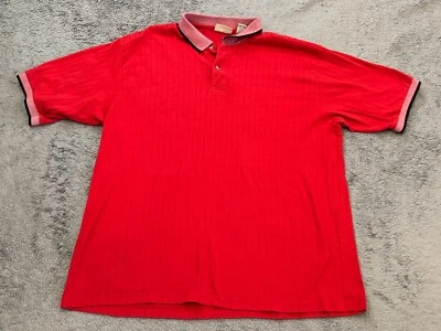 Vintage Crest Signature Golf Polo Shirt Mens XL Red Ribbed Short Sleeve 80s 90s - Image 1 of 4