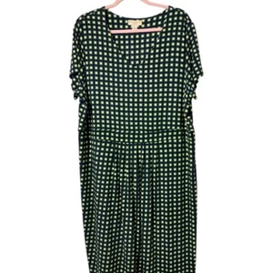 Appleseeds Plus Size 1x Green Blue Geometric Print Knit Dress Women's Midi - Picture 1 of 10