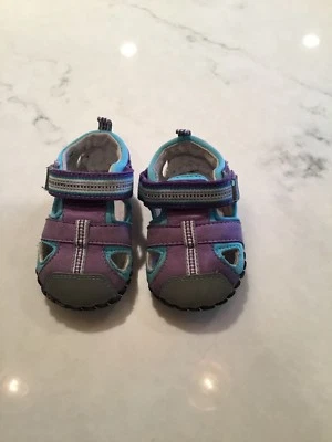 Pediped 0-6 Month Boys Or Girls Unisex Purple And Blue Shoes Easy On Strap - Image 1 of 4