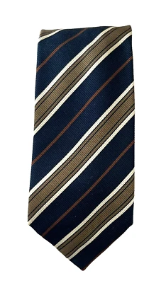 ВИНТАЖНЫЙ СДЕЛАНО В ИТАЛИИ ДЛЯ BERGDORF GOODMAN ТЕМНО-КОРИЧНЕВЫЙ ПОЛОСКИ ШЕЛКОВЫЙ ГАЛСТУК - Изображение 1 из 2