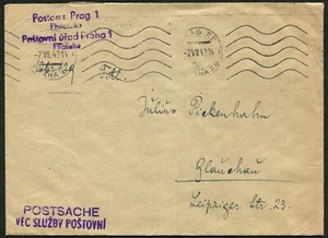 Czechoslovakia German Occupation Prague Post Office Commercial Cover 1942 WWII - Picture 1 of 1