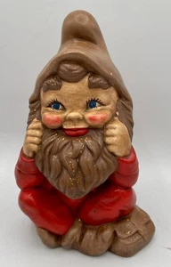 Vintage Hand Painted Ceramic Garden Gnome Forest Dwarfish 8” Colorful - Picture 1 of 13