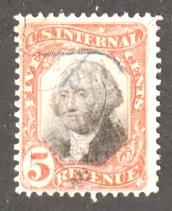 U. S. Revenue ~ Scott R137 ~ Third Issue ~ 5c orange & black ~ U. S. INTERNAL - Picture 1 of 1