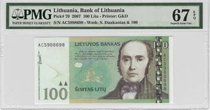 LITUANIA 100 LATU 2007 PMG 67 EPQ! - Imagen 1 de 2