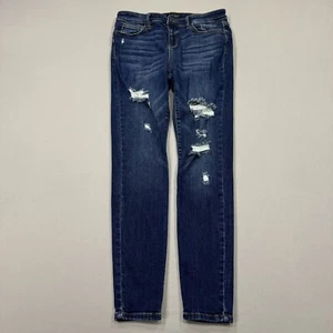 Jeans Judy Blue para mujer 13/31 calce ajustado elástico lavado medio denim desgastado - Imagen 1 de 7