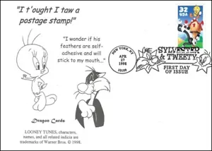 Sc. 3204 Carte Drago Tweety & Sylvester FDC (bianco) - Foto 1 di 1