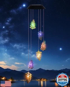 Solar Wind Chime for Outside Leaf Wind Chimes Outdoor/Indoor Birthday Gifts f - Picture 1 of 5