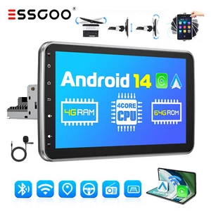 1 DIN 10" Android 14 Autoradio Carplay Bluetooth GPS 4+64G Drehbarer Bildschirm - Bild 1 von 15