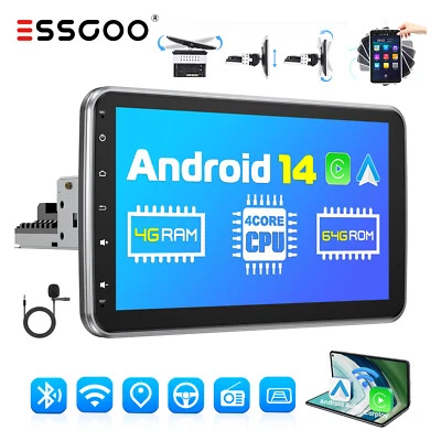 1 DIN 10" Android 14 Autoradio Carplay Bluetooth GPS 4+64G Drehbarer Bildschirm - Bild 1 von 4