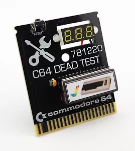 Black Commodore 64 Dead Test Cartridge 781220 with White LED Voltmeter Display - Picture 1 of 3