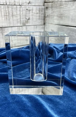 Vintage MCM Tizo Design Bud Vase Crystal Rectangular Minimalist 🤍 - Image 1 of 4