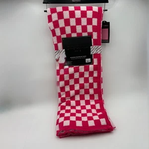 Juicy Couture Home Pink White Checkerboard Reversible Feather Knit Throw Blanket - Picture 1 of 7