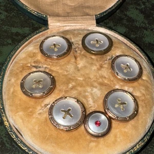 Set antikes Perlmutt Rosegold Kleid Hemd Nieten oder Weste Knöpfe - Bild 1 von 5