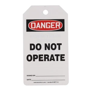 ETIQUETA DE SEGURIDAD ACCUFORM MDT112 "PELIGRO NO OPERAR", 5,75" X 3,25", (PAQUETE DE 25) - Imagen 1 de 2